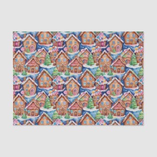 Papier Mousseline Christmas Gingerbread Houses in Watercolor