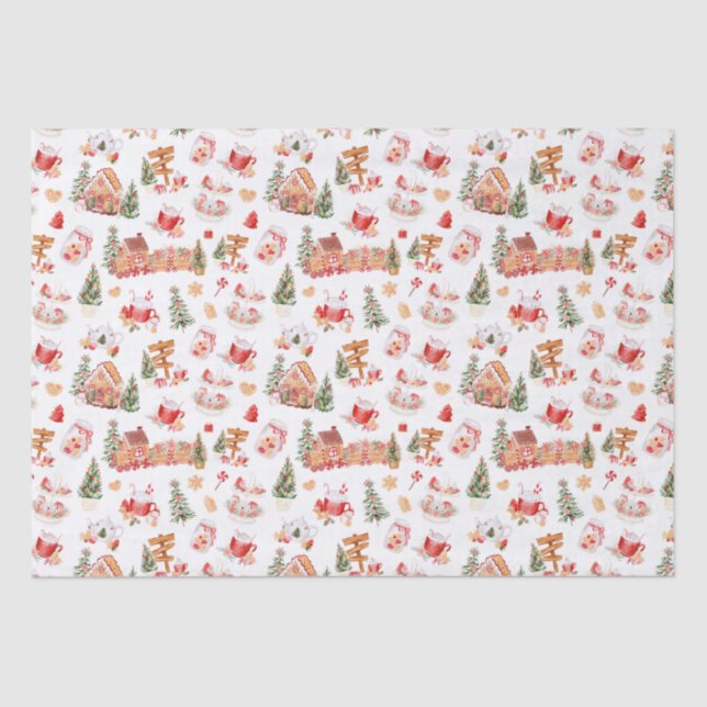 Papier Mousseline Christmas Gingerbread Red (Recto)