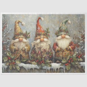 Papier Mousseline Christmas Gnomes