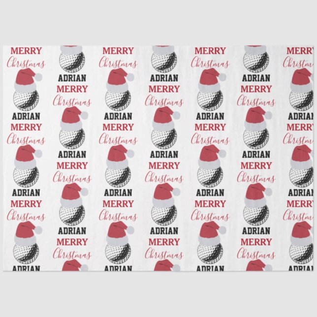 Papier Mousseline Christmas Golf Ball Sports Nom personnalisé (Recto)