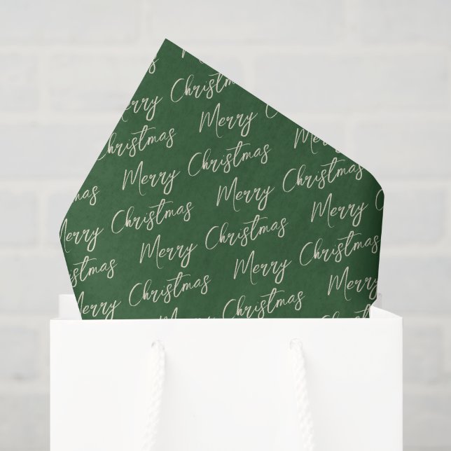 Papier Mousseline Christmas Green Elegant Script (Sac cadeau)