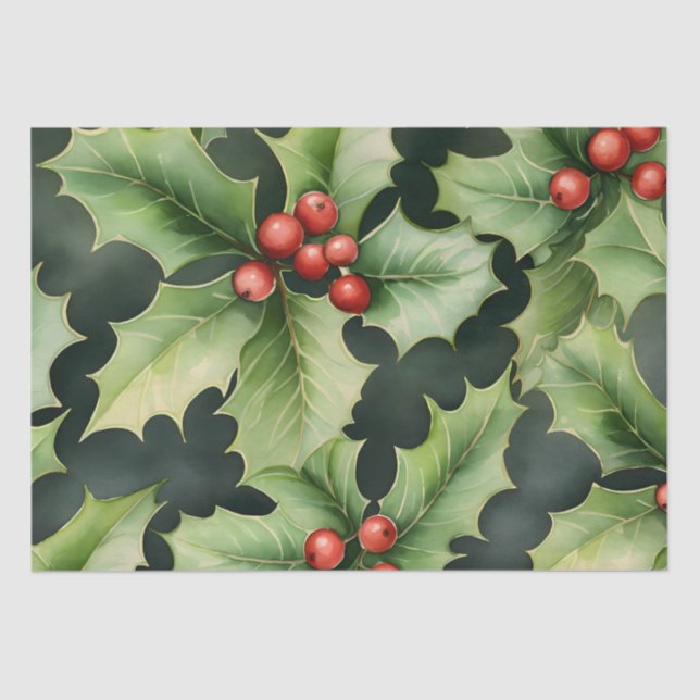 Papier Mousseline Christmas Holly Berry (Recto)