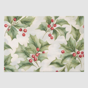 Papier Mousseline Christmas Holly Berry