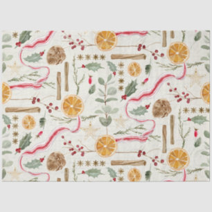 Papier Mousseline Christmas Holly Berry Cinnamon Orange Decoupage