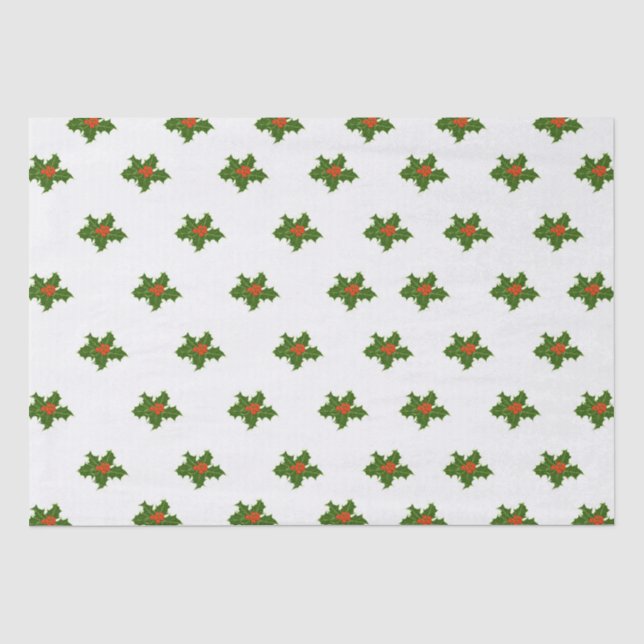 Papier Mousseline Christmas Holly Motif (Recto)