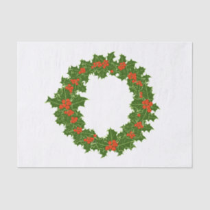 Papier Mousseline Christmas Holly Wreath