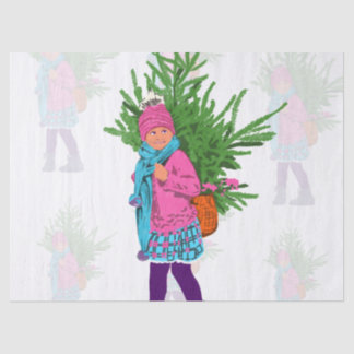 Papier Mousseline Christmas Illustrated Holiday Tissue Paper