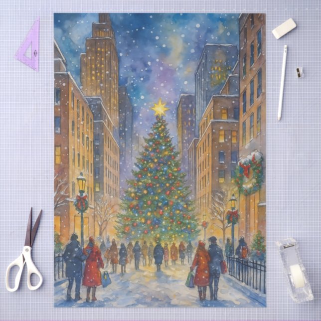 Papier Mousseline Christmas in New York – Winter City Scene  (Artisanat)
