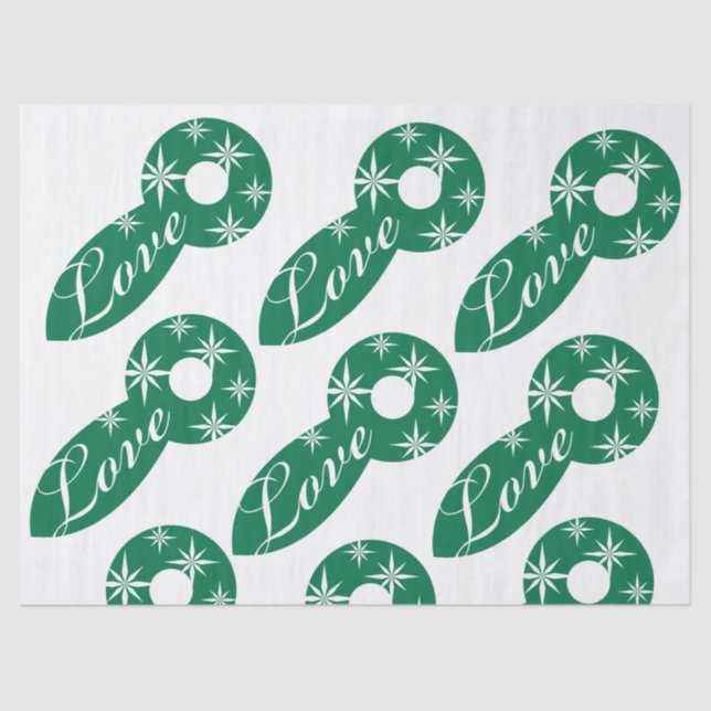 Papier Mousseline Christmas Love Green Tissue Paper (Recto)