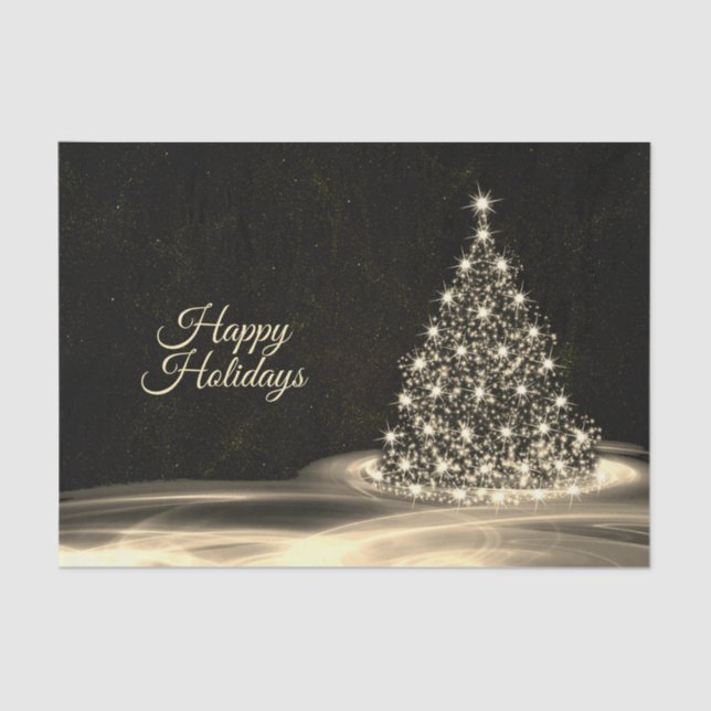 Papier Mousseline Christmas Party Golden Shiny Tree Winter Black (Recto)