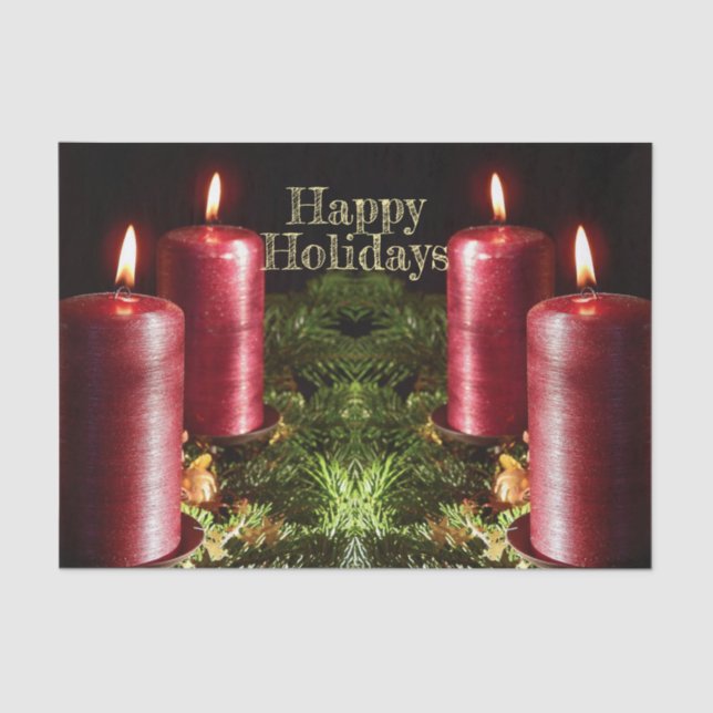 Papier Mousseline Christmas Party Red Candles Winter Holidays (Recto)