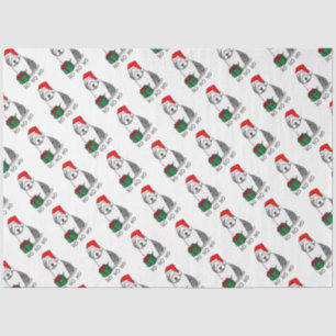 Papier Mousseline Christmas Père Noël Old English Sheepdog (Grey 1) 