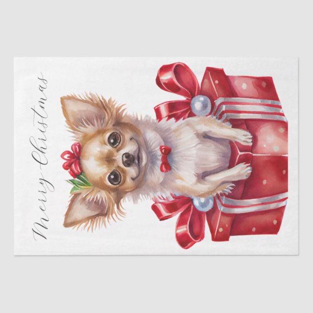 Papier Mousseline Christmas Puppy Dog présente (Recto)