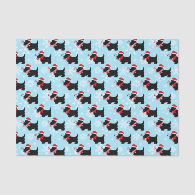 Papier Mousseline Christmas Scottie Dogs Pattern (Recto)