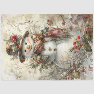 Papier Mousseline Christmas Snowman