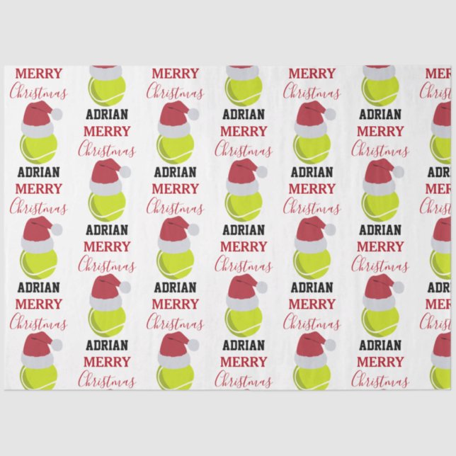 Papier Mousseline Christmas Tennis Sports Ball Nom personnalisé (Recto)