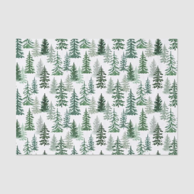 Papier Mousseline Christmas Trees and Snow in the Forest  (Recto)