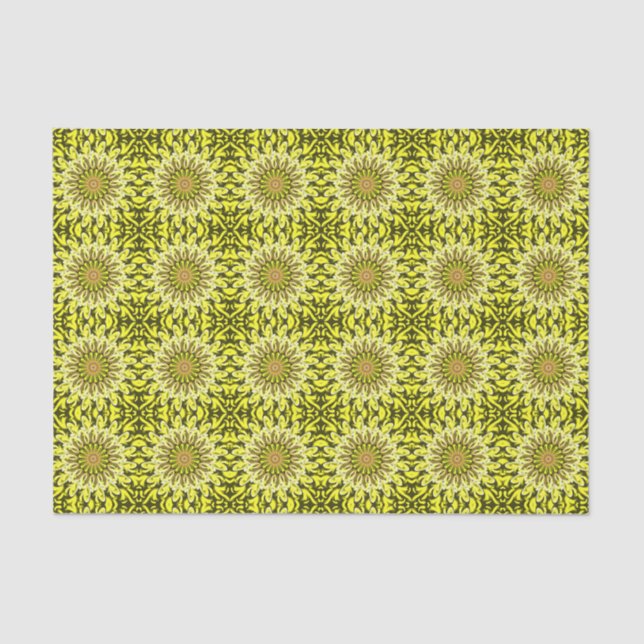 Papier Mousseline Chrysanthème jaune Motif Floral Abstrait (Recto)