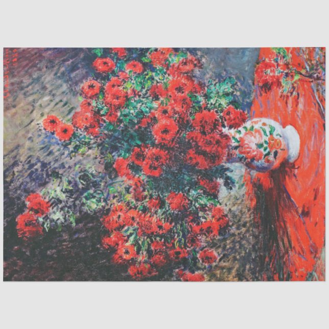 Papier Mousseline Chrysanthème rouge, Monet (Recto)