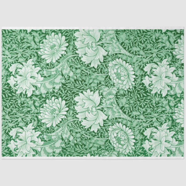 Papier Mousseline Chrysanthemum Green, William Morris (Recto)