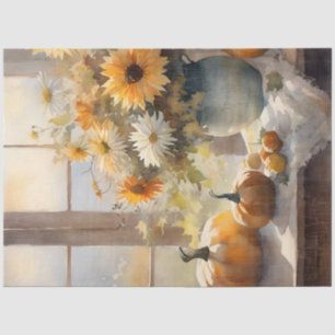 Papier Mousseline Chute Citrouille Fleur de tournesol Floral à vie m