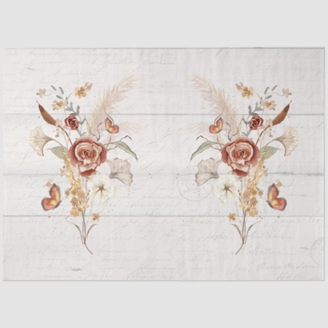 Papier Mousseline Chute Fleur sauvage Pampas Grass Rustique bois Déc (Recto)