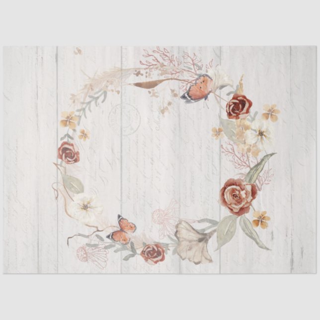 Papier Mousseline Chute Fleur sauvage Papillon de courge Pampas Déco (Recto)