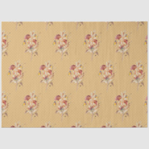 Papier Mousseline Chute Floral Fleur sauvage Papillon moutarde Décou
