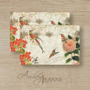 Papier Mousseline Chute Florale Folithe Hummingbirds Script Decoupag