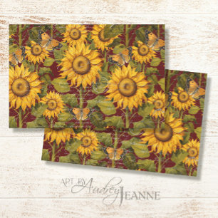 Papier Mousseline Chute Sunflower Floral Papillon Ephémère Découpage