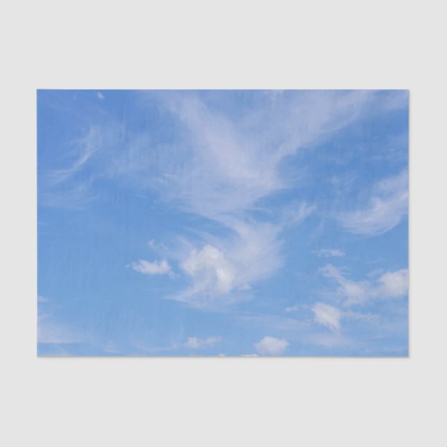 Papier Mousseline Ciel Bleu Avec Nuages Agités (Recto)