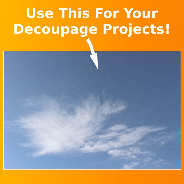 Papier Mousseline Ciel bleu et nuages fluffés blancs Découpage photo (Front with Background)