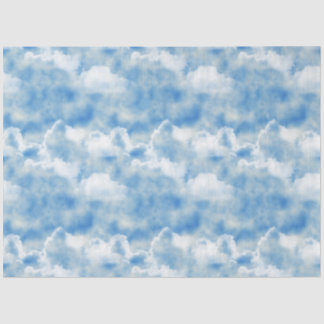 Papier Mousseline Ciel bleu vif avec nuages blancs bouffants