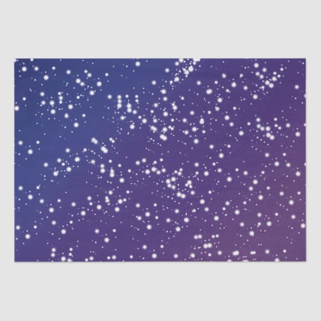 Papier Mousseline Ciel de nuit bleu et violet étoilé (Recto)