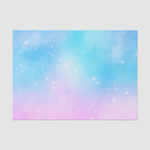 Papier Mousseline Ciel dégradé rose et bleu pastel