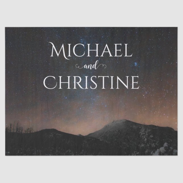 Papier Mousseline Ciel nocturne mariage sous les étoiles (Recto)