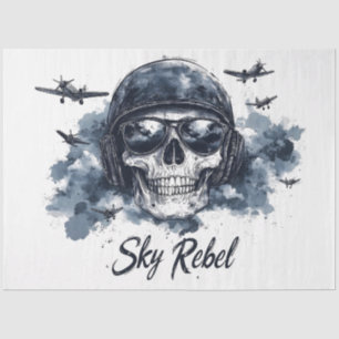 Papier Mousseline Ciel Rebel avec casque pilote et lunettes de solei