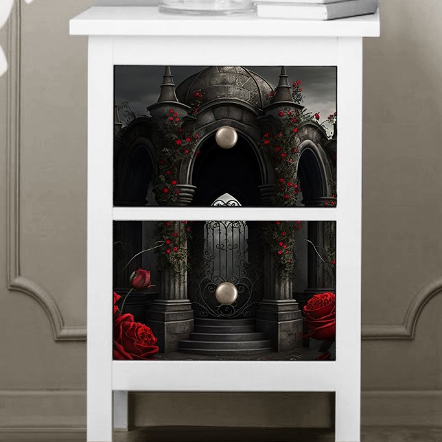 Papier Mousseline Cimetière gothique Gazebo avec des roses rouges la (Créateur téléchargé)