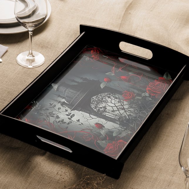 Papier Mousseline Cimetière gothique Jardin Rose avec Rouge et Noir (Créateur téléchargé)