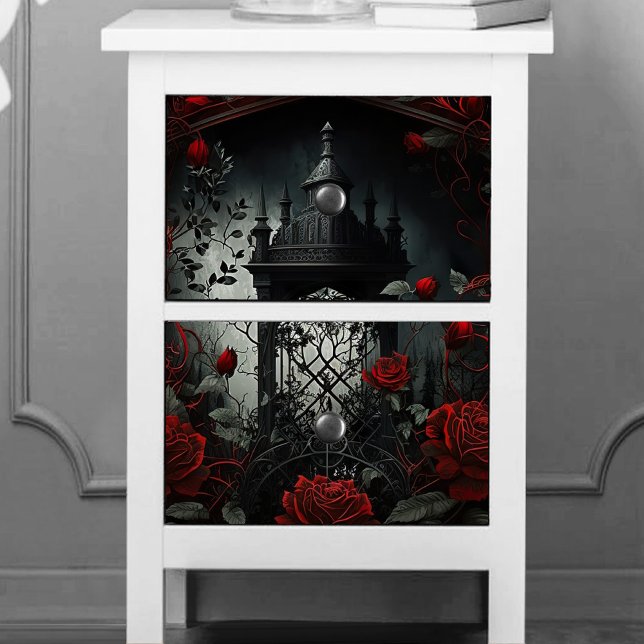 Papier Mousseline Cimetière gothique Jardin Rose avec Rouge et Noir (Créateur téléchargé)