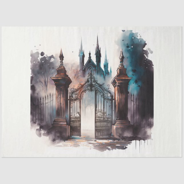 Papier Mousseline Cimetière gothique Série Portes Design 1 (Recto)