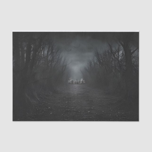 Papier Mousseline Cimetière noir Halloween Découpage (Recto)