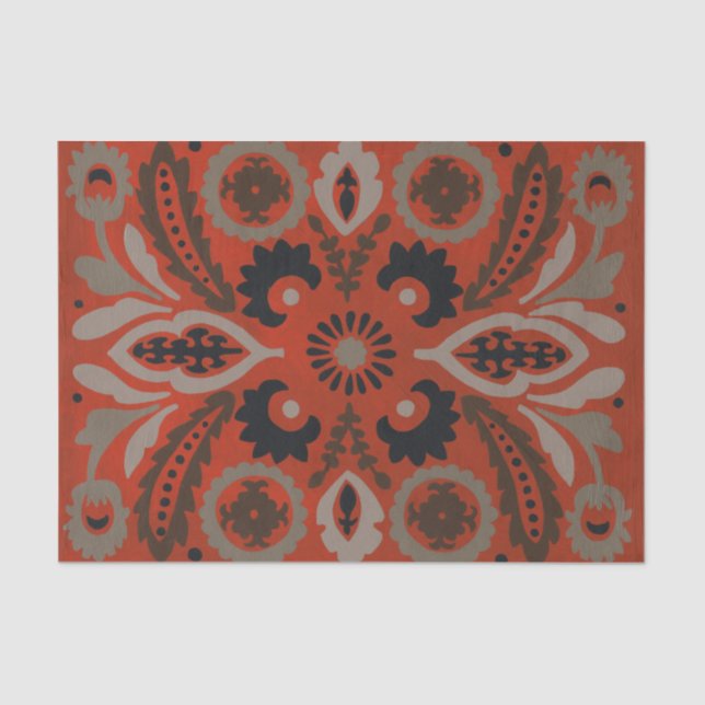 Papier Mousseline Cinnabar Suzani II (Recto)