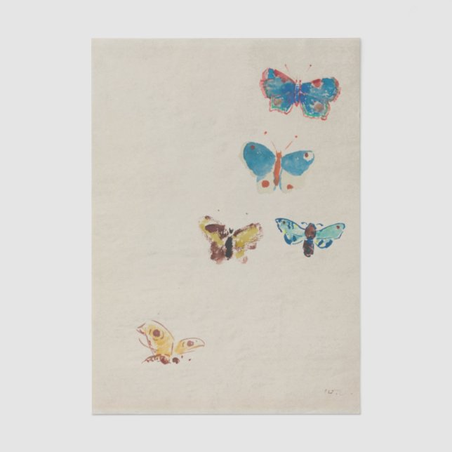 Papier Mousseline Cinq papillons par Odilon Redon (Recto)