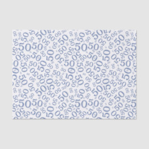 Papier Mousseline cinquantième Bleu et blanc de motif de nombre
