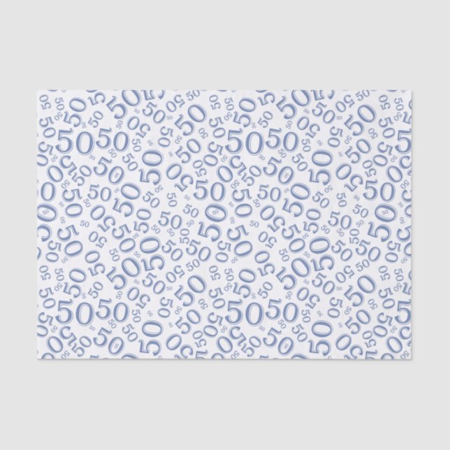 Papier Mousseline cinquantième Bleu et blanc de motif de nombre (Recto)