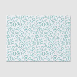 Papier Mousseline cinquantième Motif Teal de nombre d'anniversaire