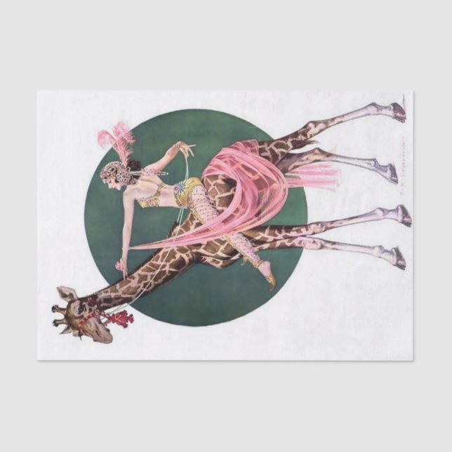 Papier Mousseline "Circus Giraffe Rider" par FX Leyendecker (Recto)