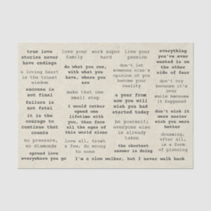 Papier Mousseline Citations Motivationnelles Retro Typewriter pour l