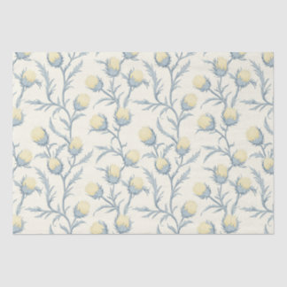 Papier Mousseline Citron bleu chardon Floral Motif